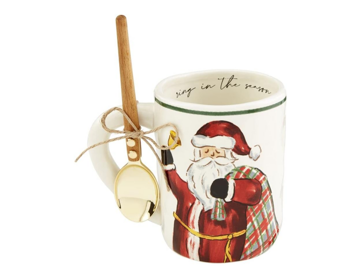 MUD PIE SANTA BELL TARTAN SET