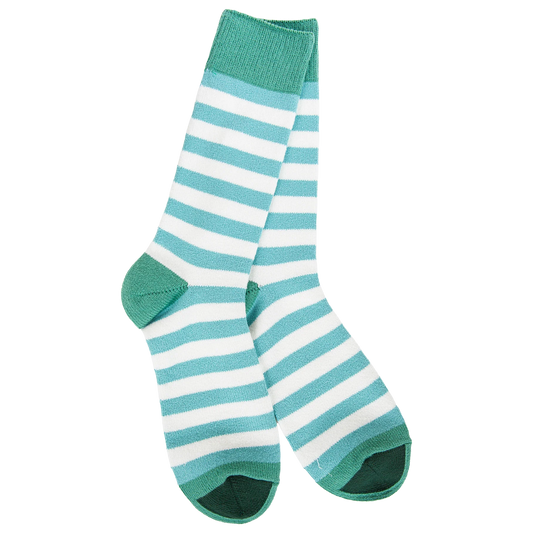 World's Softest Sock Co. Weekend True Stripe Crew Frosty Spruce