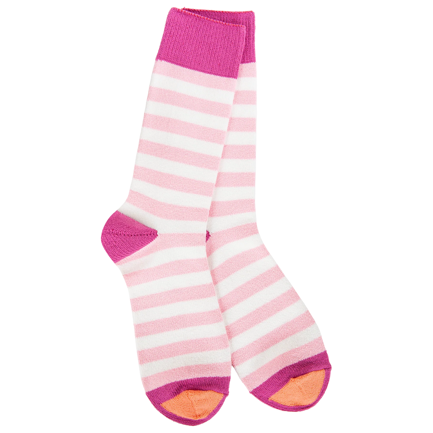 World's Softest Sock Co. Weekend True Stripe Crew Wild Strawberry