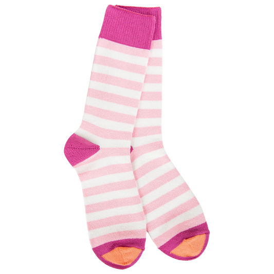 World's Softest Sock Co. Weekend True Stripe Crew Wild Strawberry