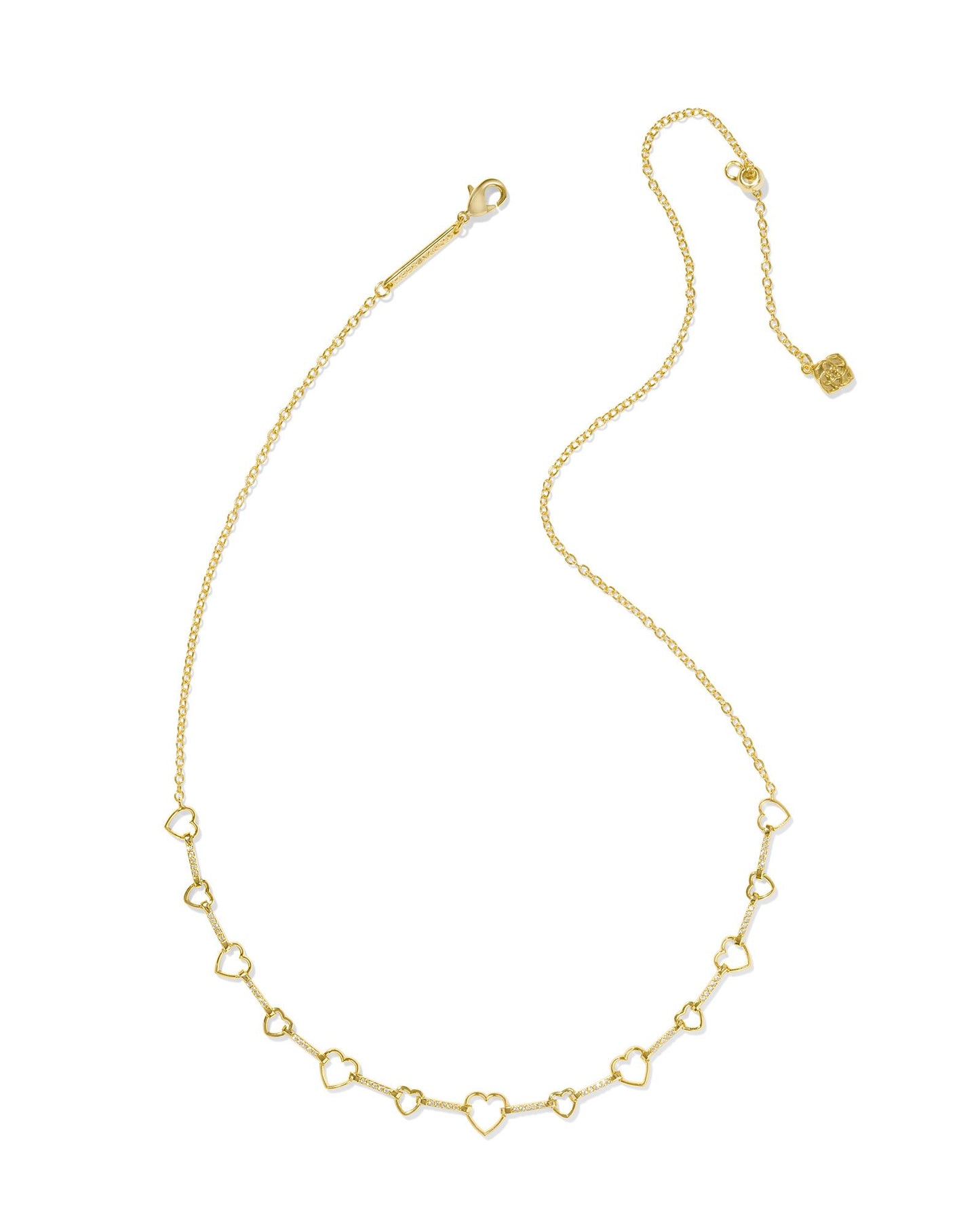 KENDRA SCOTT HAISLEY HEART STRAND NECKLACE GOLD WHITE CRYSTAL