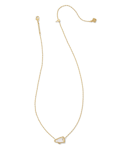 KENDRA SCOTT CHEER SHORT PENDANT NECKLACE GOLD WHITE MOTHER OF PEARL