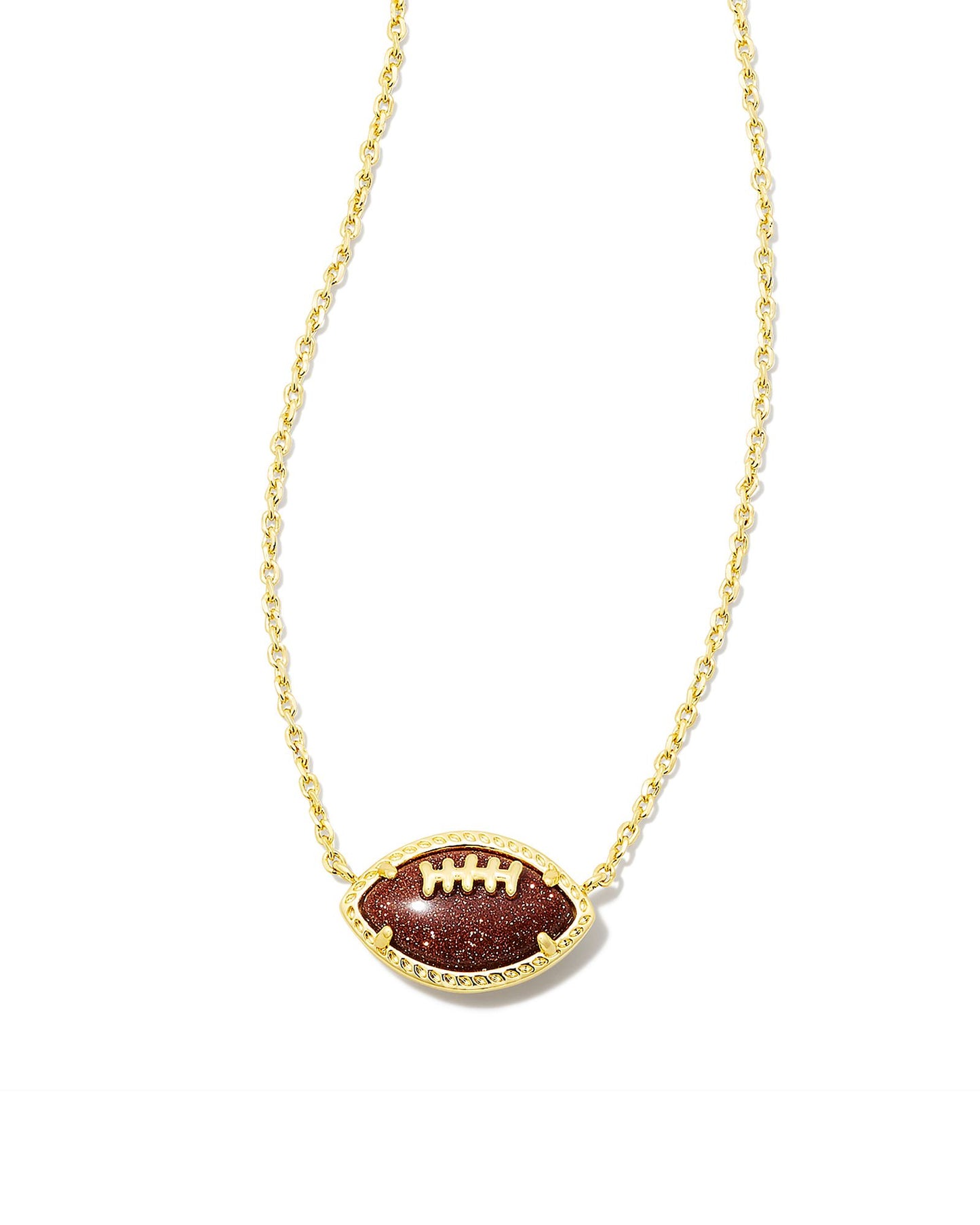 KENDRA SCOTT FOOTBALL SHORT PENDANT NECKLACE GOLD ORANGE GOLDSTONE