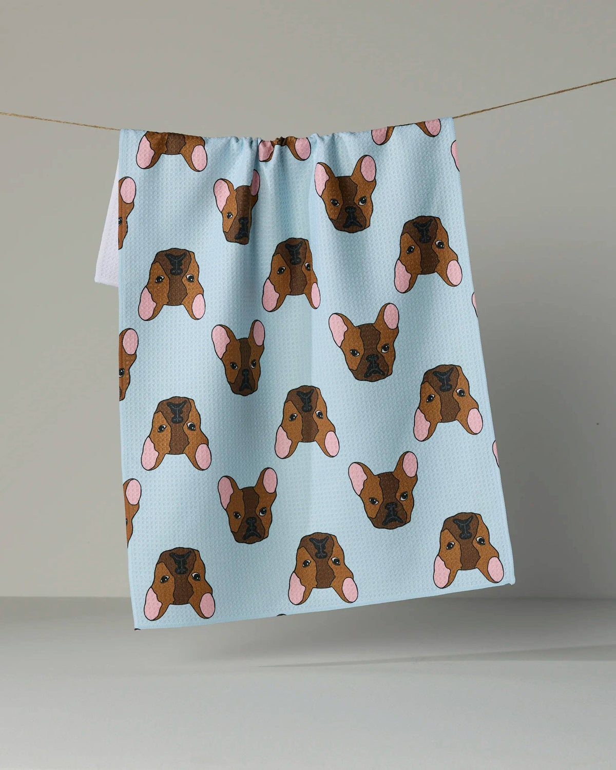 Frenchie Faces Tea Towel
