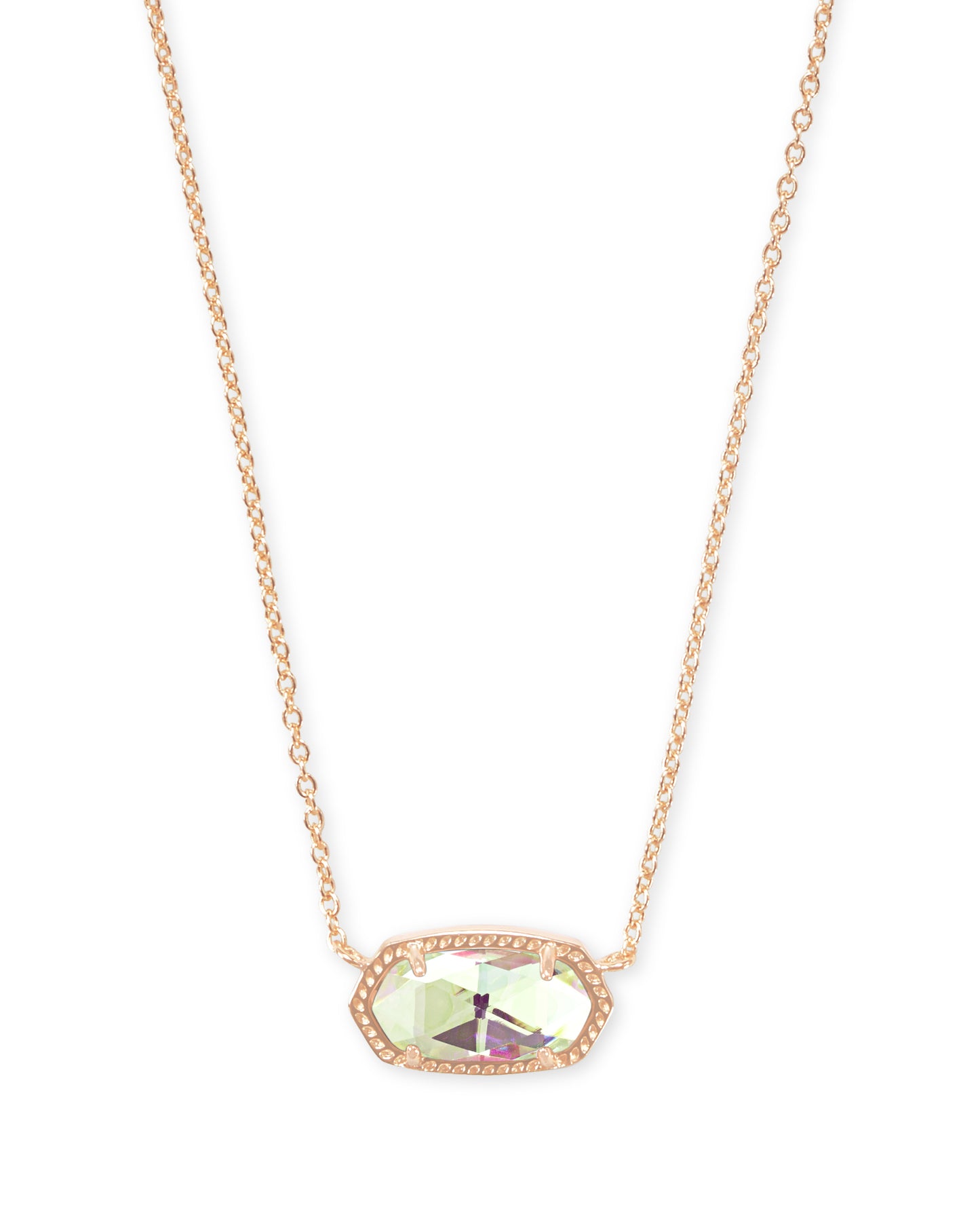 ELISA SHORT PENDANT NECKLACE ROSE GOLD DICHROIC GLASS