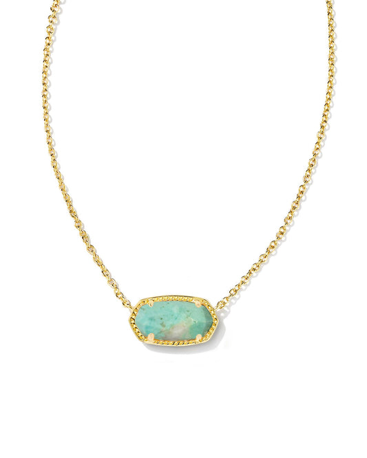 ELISA SHORT PENDANT NECKLACE GOLD SEA GREEN CHRYSOCOLLA