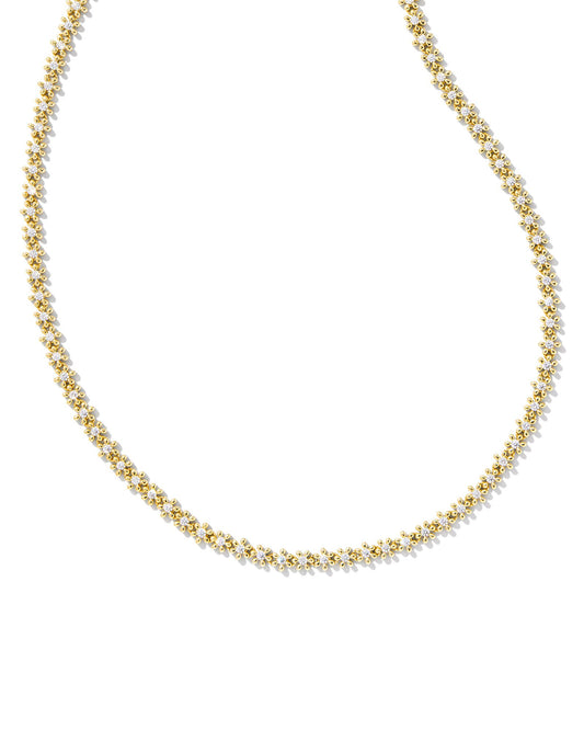 KENDRA SCOTT NYDIA STRAND NECKLACE GOLD WHITE CRYSTAL