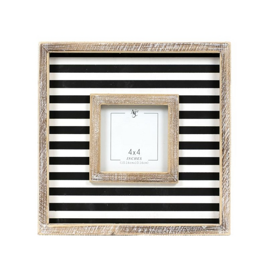 10X10 BLACK WHITE STRIPE FRAME (FITS 4X4 PHOTO)