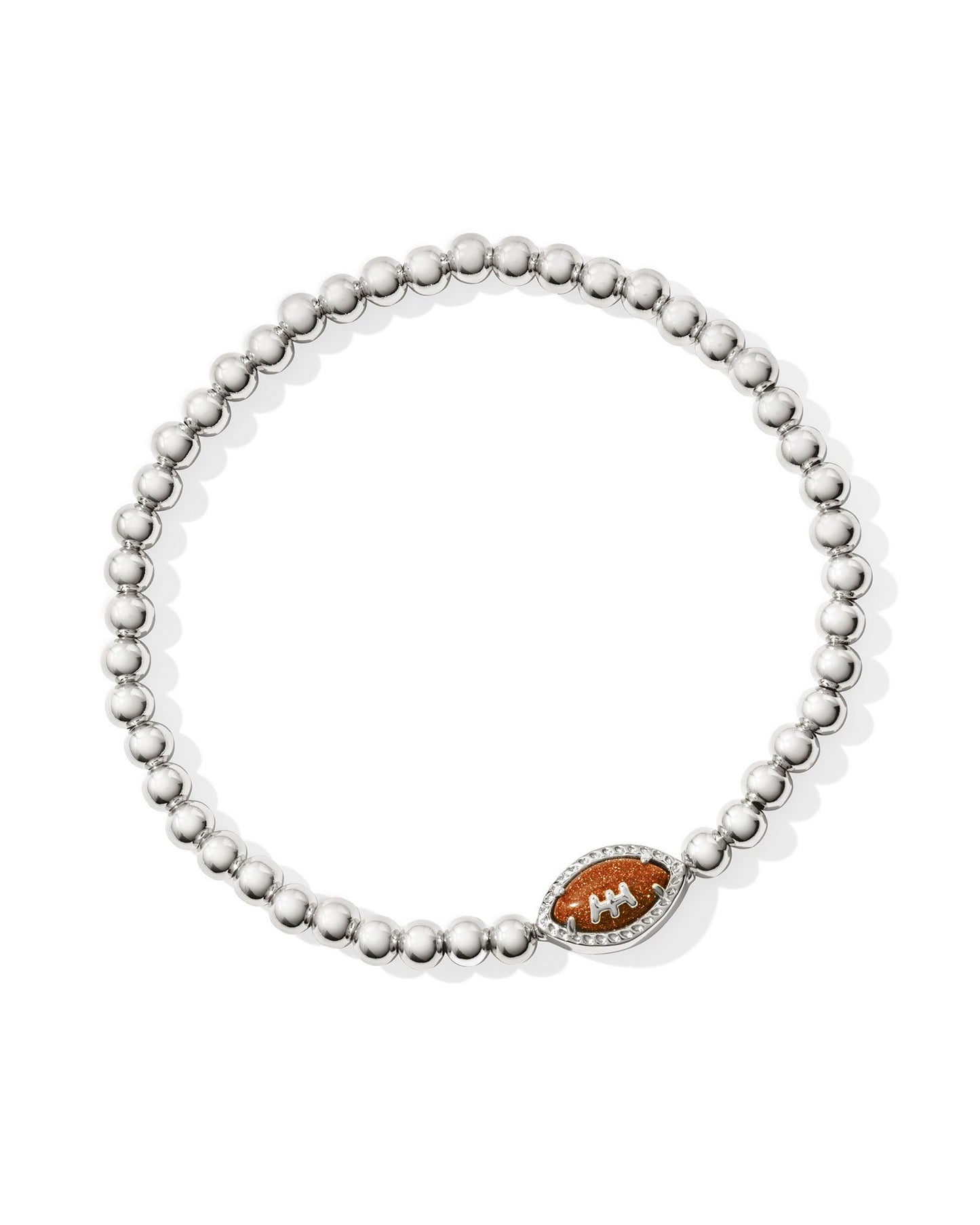 KENDRA SCOTT FOOTBALL STRETCH BRACELET SILVER ORANGE GOLDSTONE