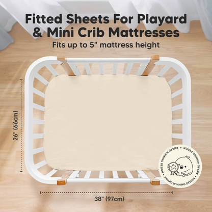 KEABABIES ISLA FITTED MINI CRIB SHEETS/PACK AND PLAY SHEETS - CAMEO