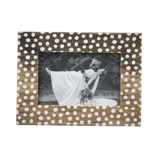 BETTINA WHITE POLKA DOT 4X6 PICTURE FRAME