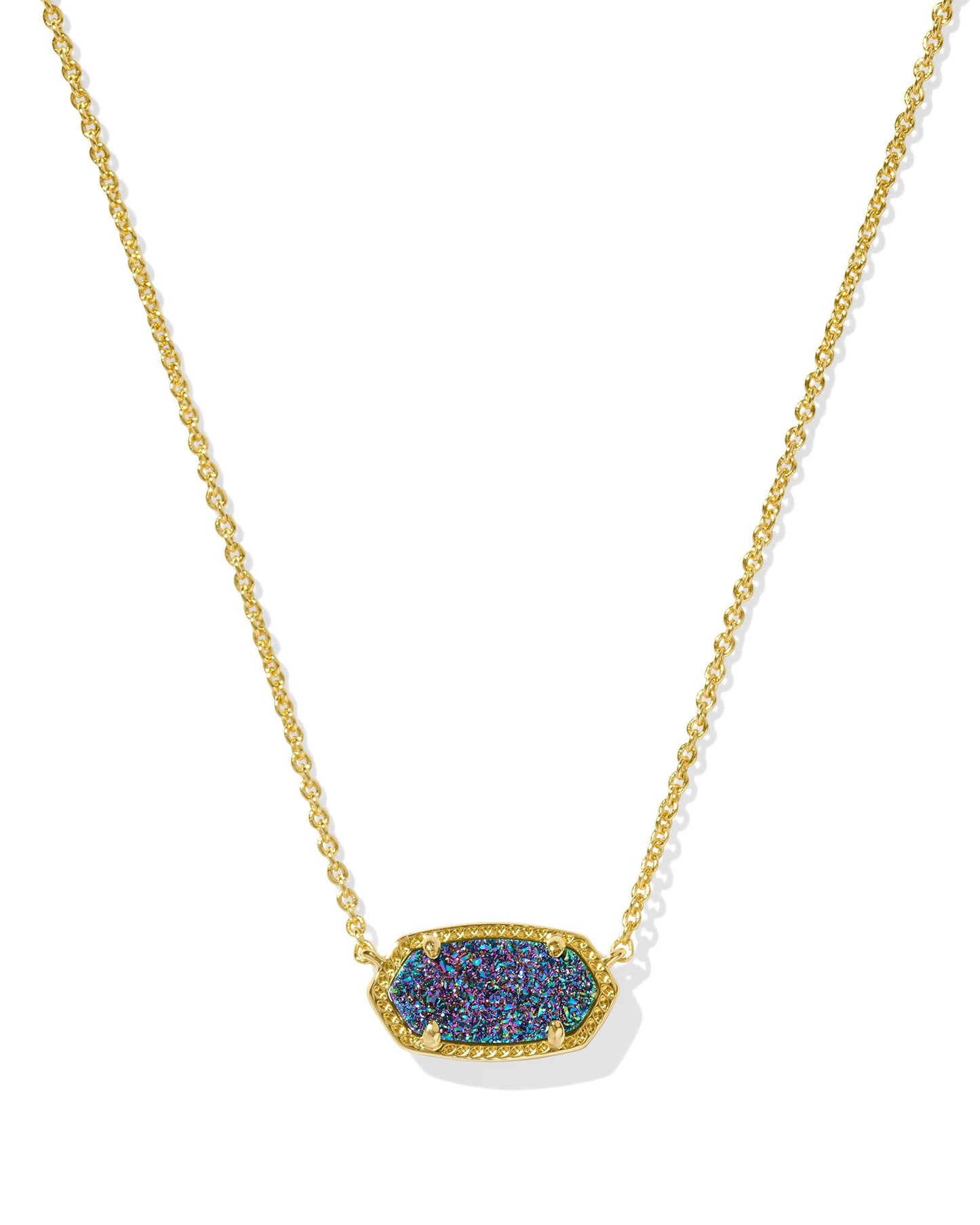 ELISA SHORT PENDANT NECKLACE GOLD MULTI DRUSY