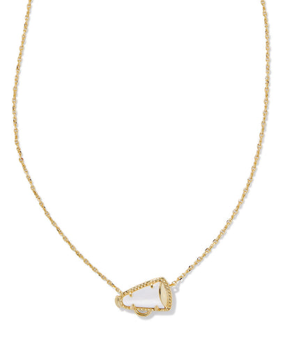 KENDRA SCOTT CHEER SHORT PENDANT NECKLACE GOLD WHITE MOTHER OF PEARL