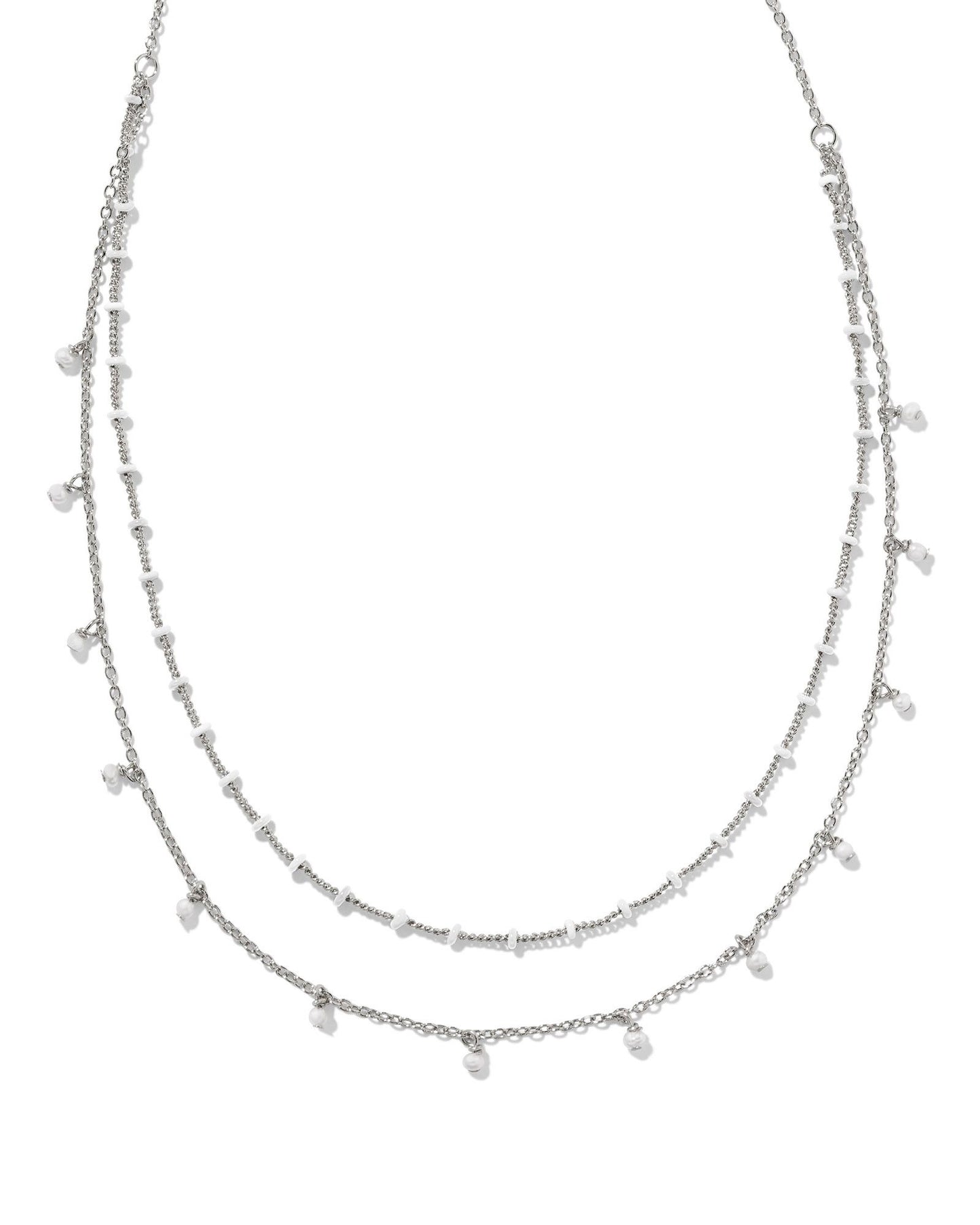 KENDRA SCOTT EVE MULTI STRAND NECKLACE SILVER WHITE MIX