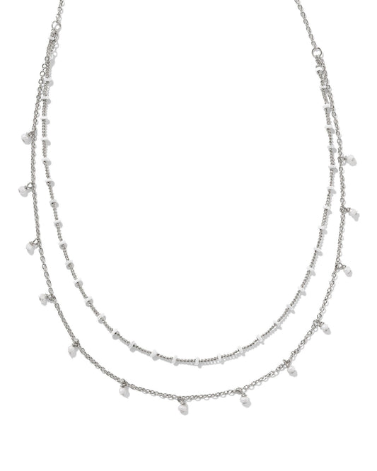 KENDRA SCOTT EVE MULTI STRAND NECKLACE SILVER WHITE MIX