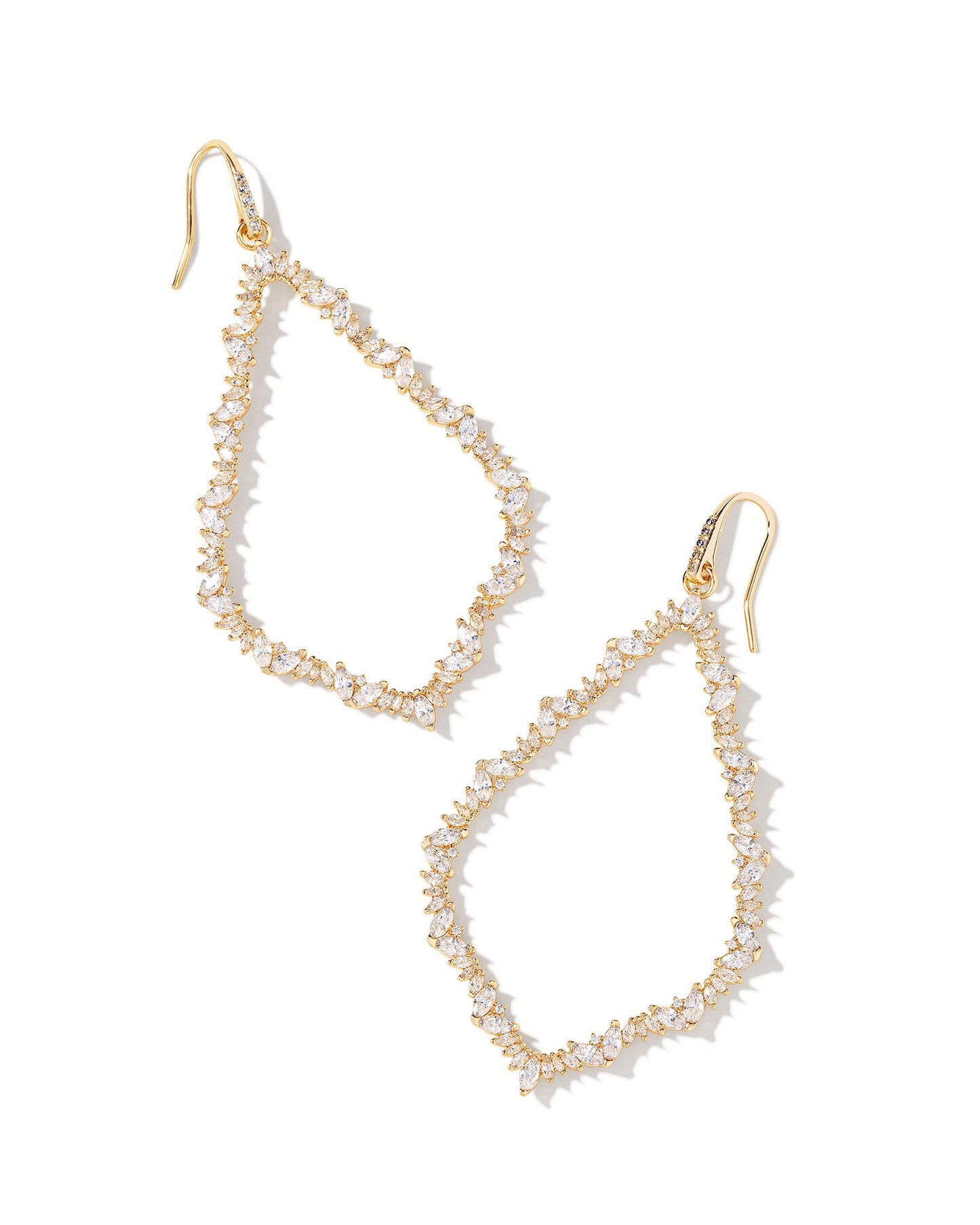 KENDRA SCOTT SOPHEE CRYSTAL OPEN FRAME EARRINGS GOLD WHITE CRYSTAL