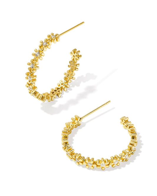 KENDRA SCOTT NYDIA HOOP EARRINGS GOLD WHITE CRYSTAL