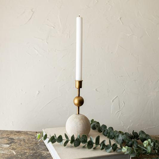 BRASS STACKED TAPER CANDLE HOLDER