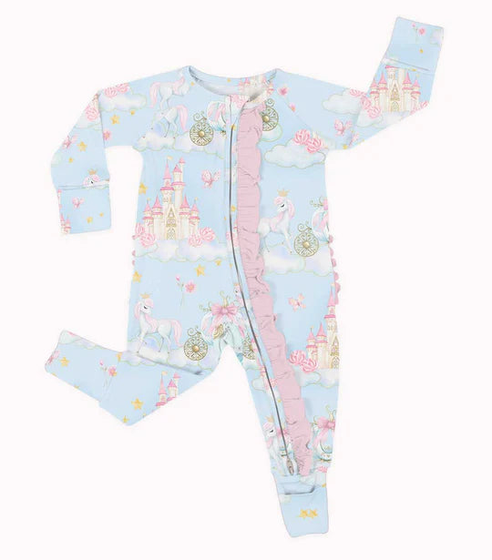 Little Snuggles Dream On-Bamboo Ruffle Zippy Romper