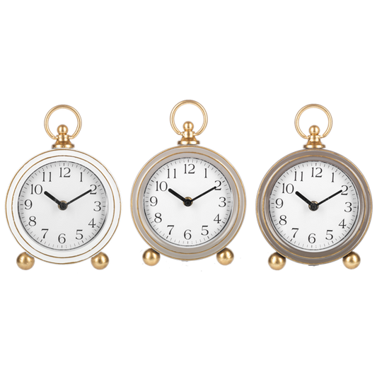 Round Desk Clock with Gold Accent
