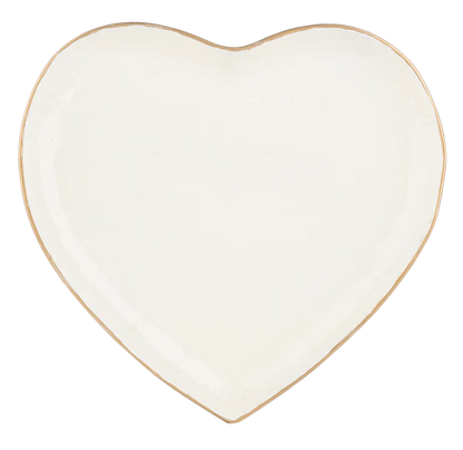 Ivory Heart Tray with Gold Edge Set of 2