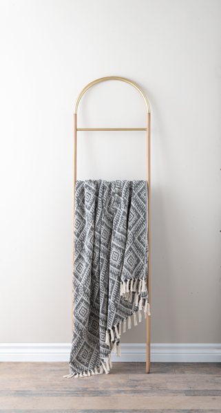 Black & Natural Ikat Woven Throw