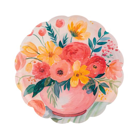 Small Floral Bouquet Scallop Edge Tray