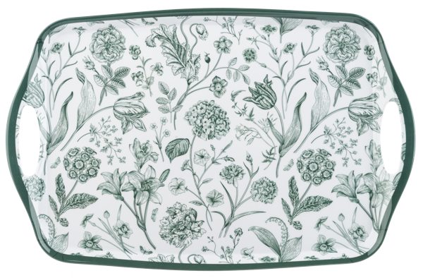 Green Botanical Melamine Serving Tray