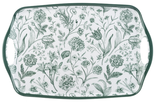 Green Botanical Melamine Serving Tray