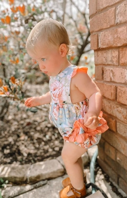 PINK & BLUE FLORAL BUBBLE ROMPER