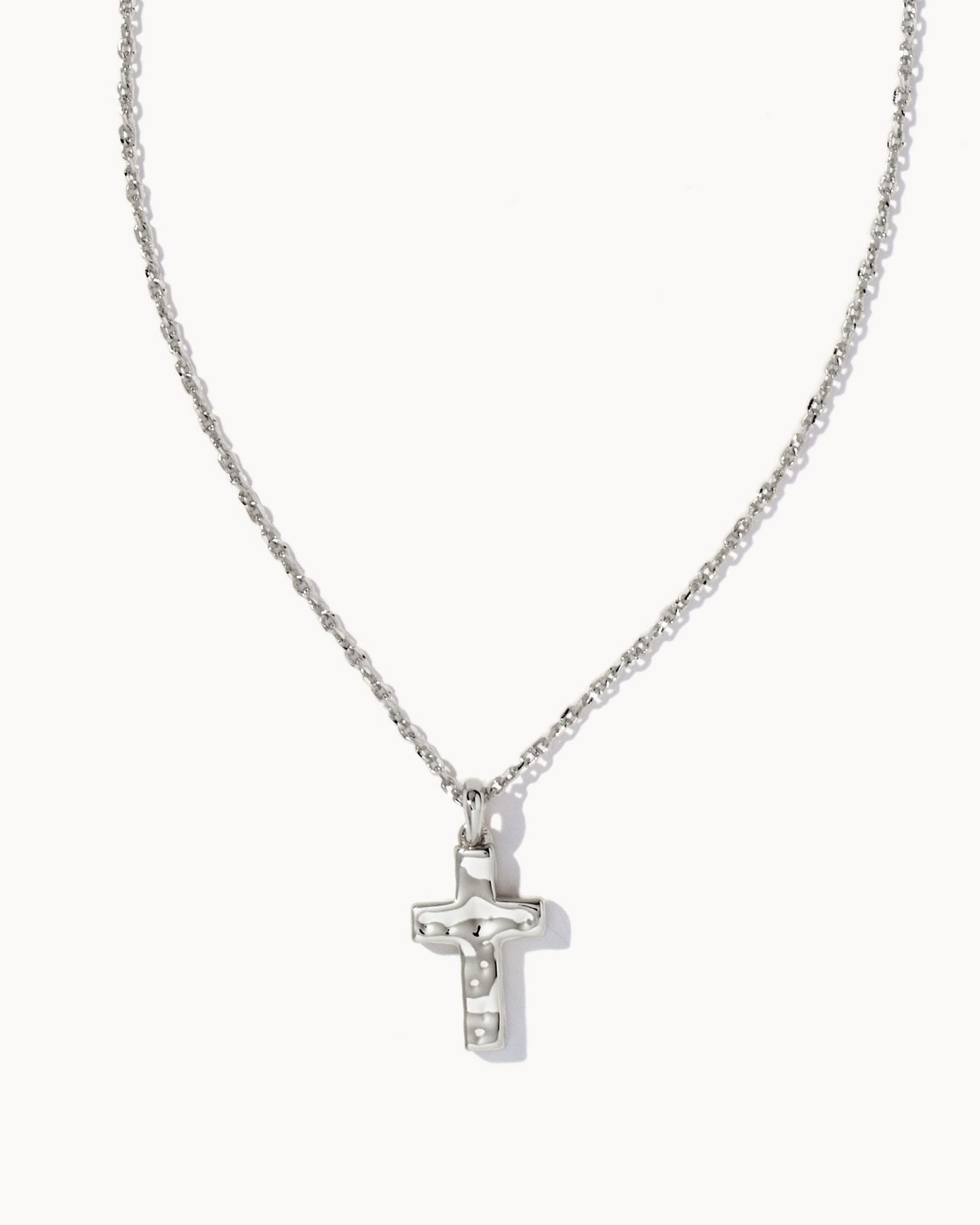 KENDRA SCOTT CROSS PENDANT NECKLACE RHODIUM METAL