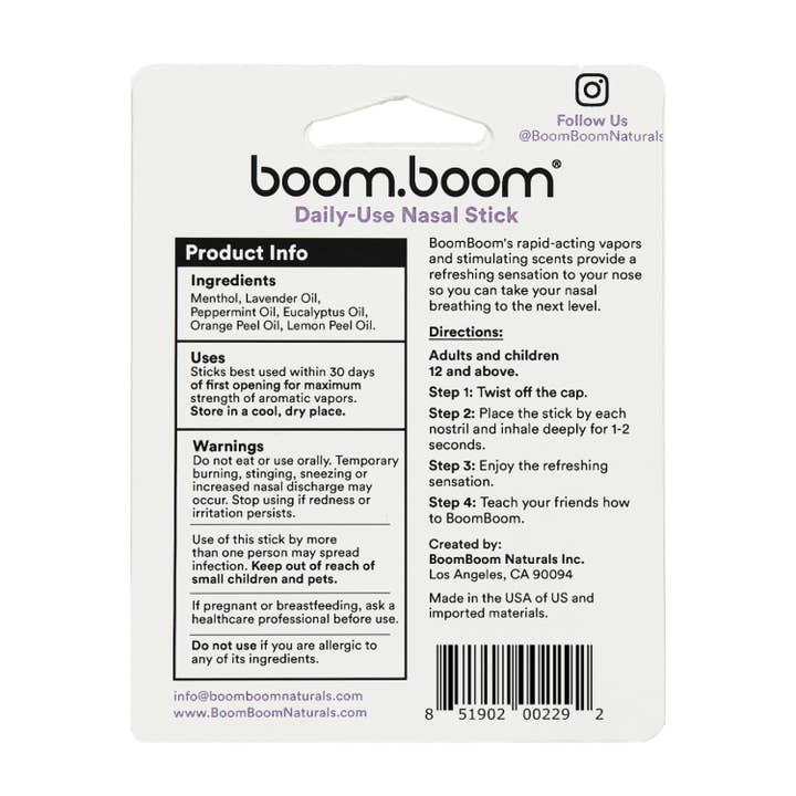 BOOM BOOM NASAL STICK - LAVENDER