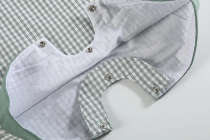 GREEN GINGHAM DINOSAUR SHORTALLS