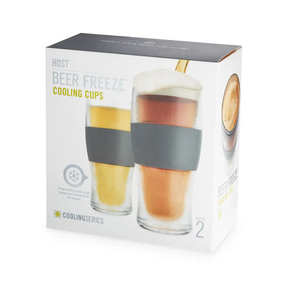 Beer Freeze™ Cooling Cups with Cooling Gel in Grey Set of 2