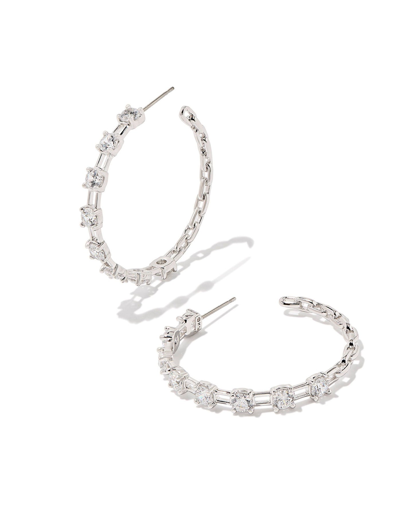 KENDRA SCOTT LEXI HOOP EARRINGS SILVER WHITE CRYSTAL