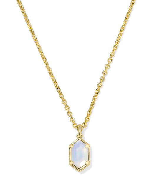 HALLIE SHORT PENDANT NECKLACE GOLD OPALITE ILLUSION