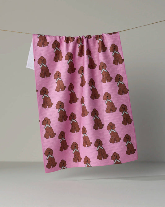 Poodle Parade Tea Towel