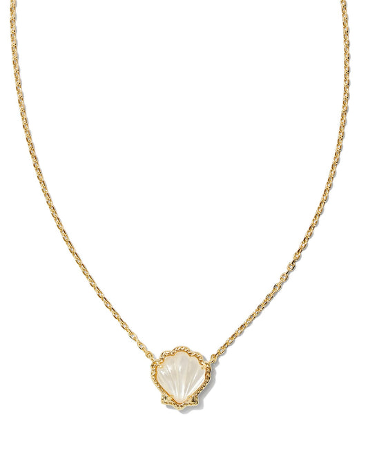 BRYNNE SHELL SHORT PENDANT NECKLACE GOLD IVORY MOTHER OF PEARL