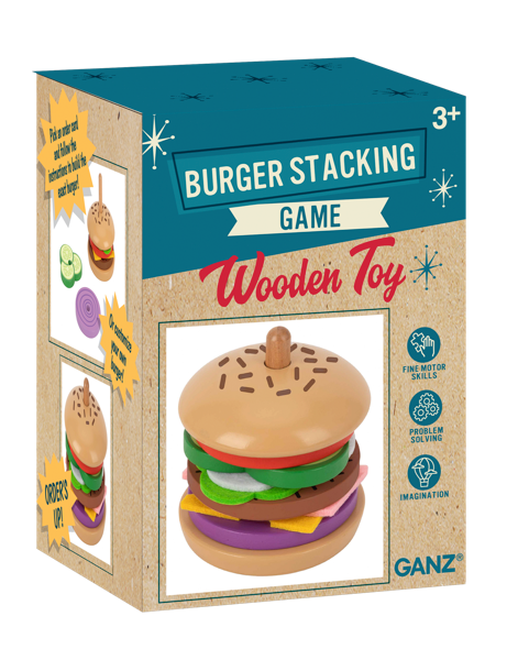 Wooden Burger Stacking Game