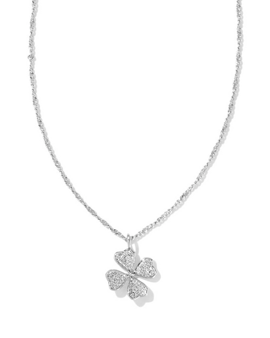 KENDRA SCOTT CLOVER CRYSTAL PNDT NCK RHOD WHITE CRYSTAL