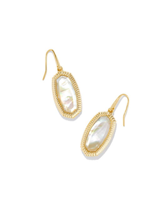 KENDRA SCOTT FRAMED DROP EARRINGS GOLD GOLDEN ABALONE