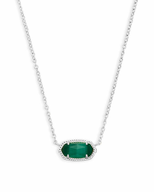 KENDRA SCOTT ELISA NECKLACE SILVER EMERALD CATS EYE