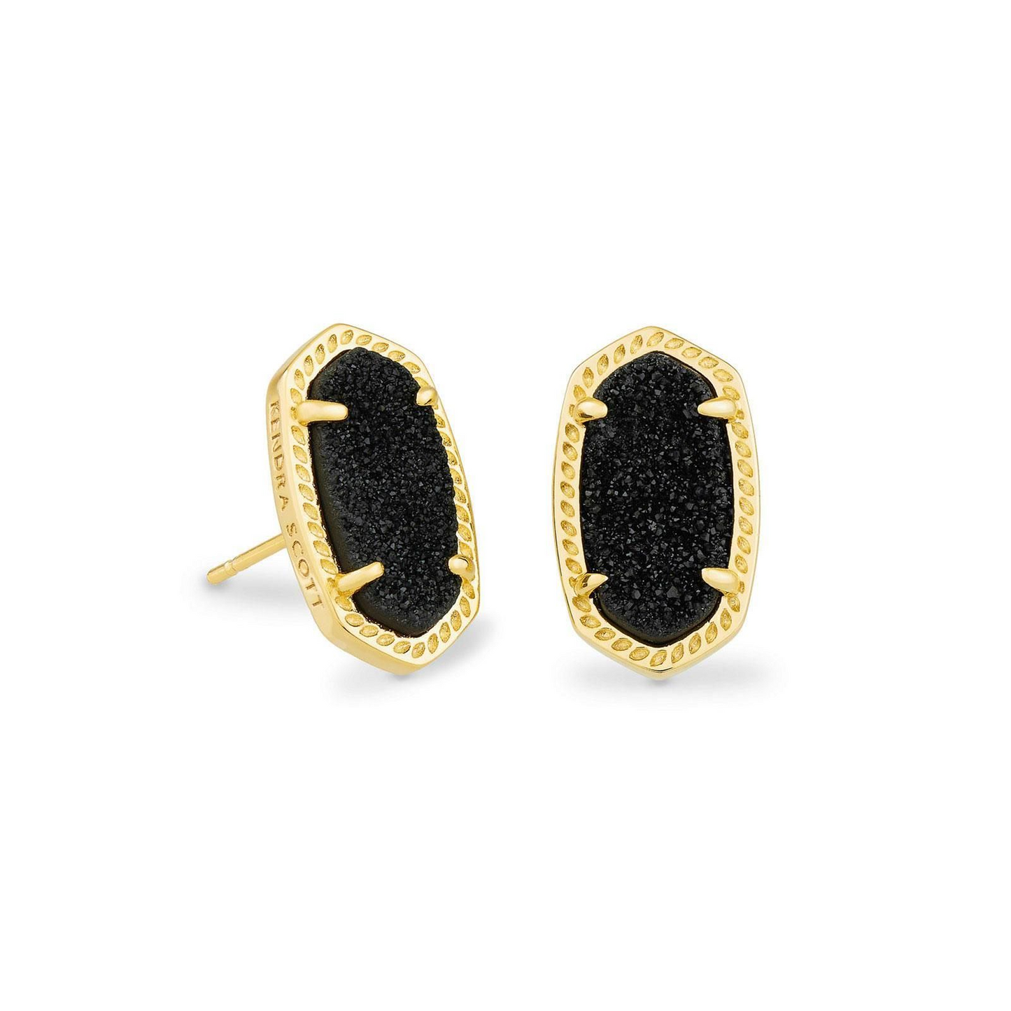 KENDRA SCOTT ELLIE STUD EARRINGS IN BLACK DRUSY