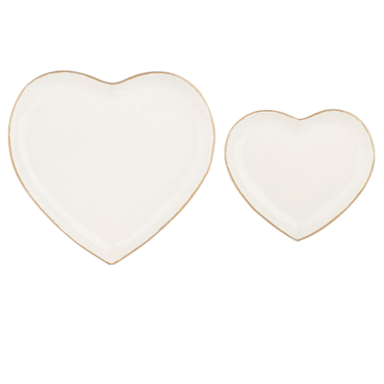 Ivory Heart Tray with Gold Edge Set of 2
