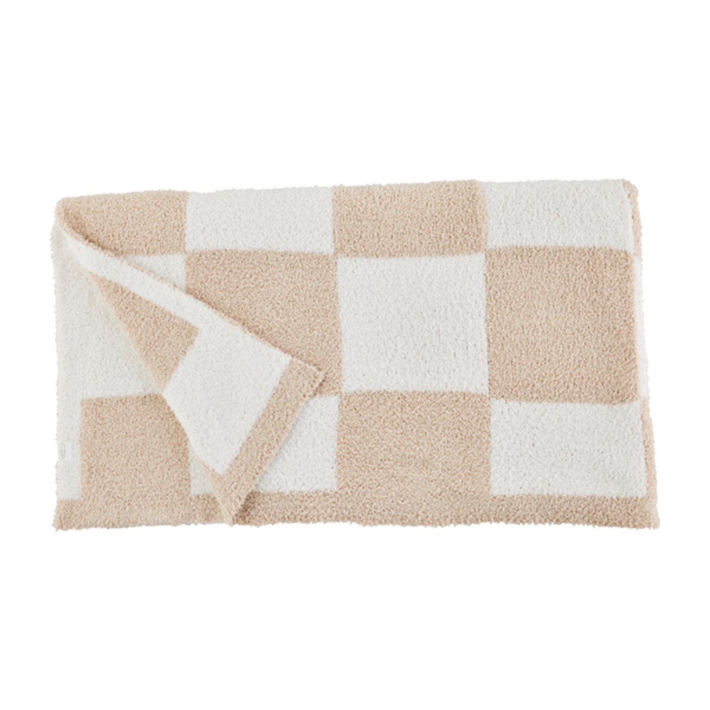 MUD PIE TAN CHENILLE CHECKERED BLANKET