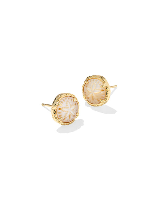 Kendra Scott Sand Dollar Earrings Gold Natural  Mother of Pearl