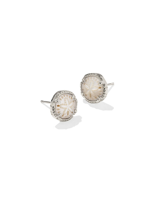 Kendra Scott Sand Dollar Earrings Rhodium Natural Mother of Pearl