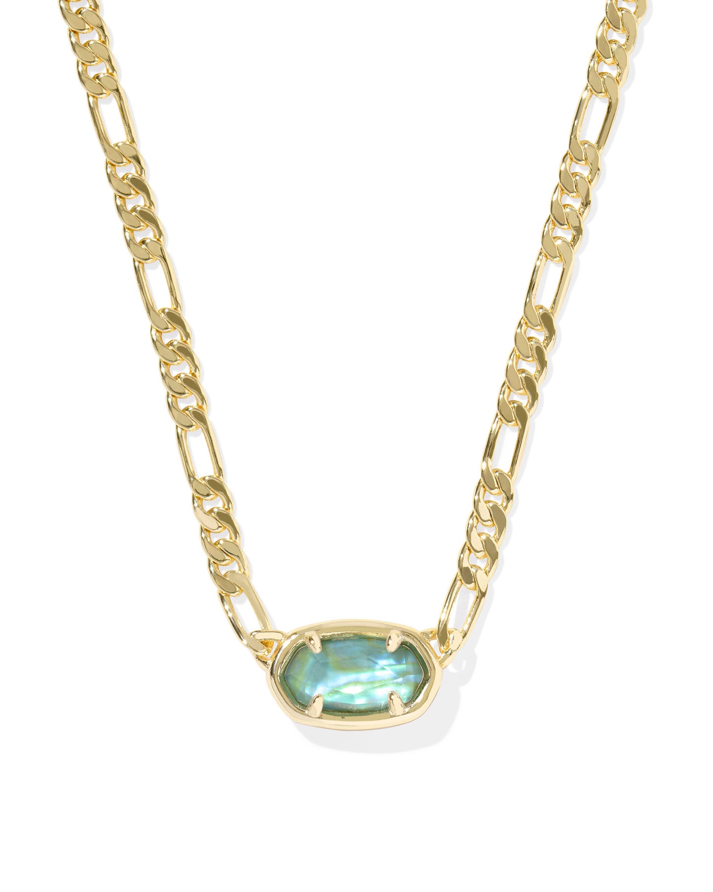 ELISA FIGARO CHAIN SHORT PENDANT NECKLACE GOLD DEEP AQUA ILLUSION