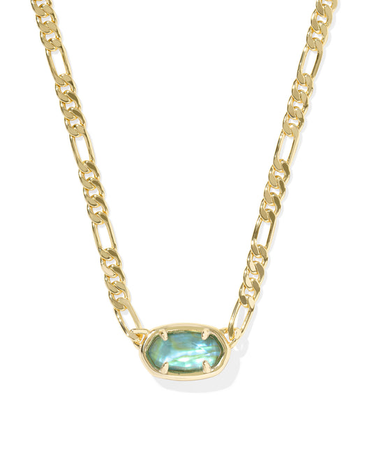 ELISA FIGARO CHAIN SHORT PENDANT NECKLACE GOLD DEEP AQUA ILLUSION