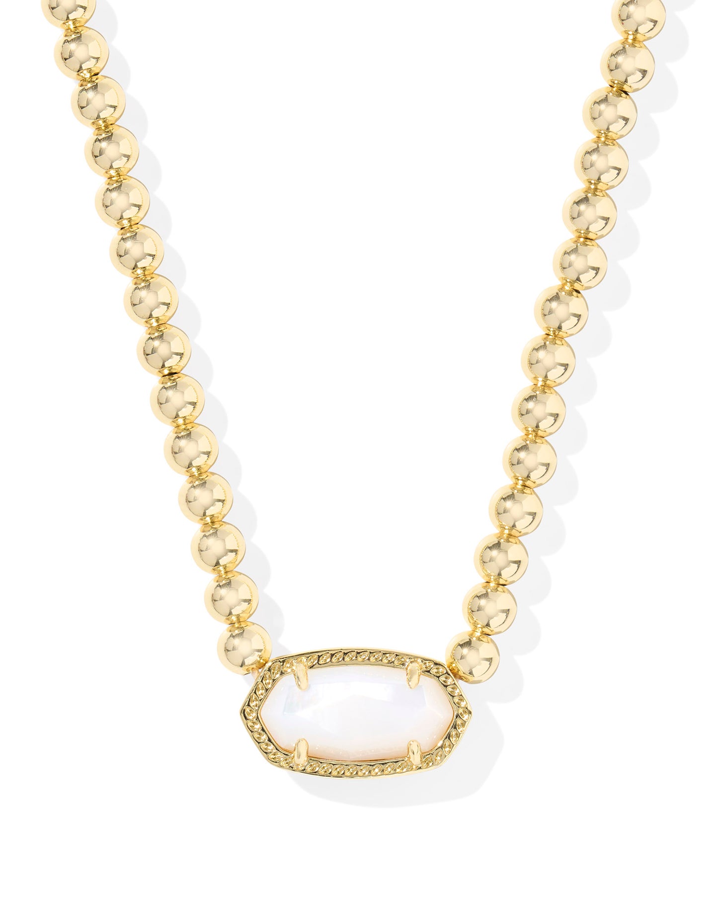 ELISA BEADED NECKLACE GOLD IVORY MOTHER OF PEARL